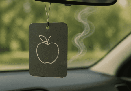 Bildoftsbricka som hänger i bilen.