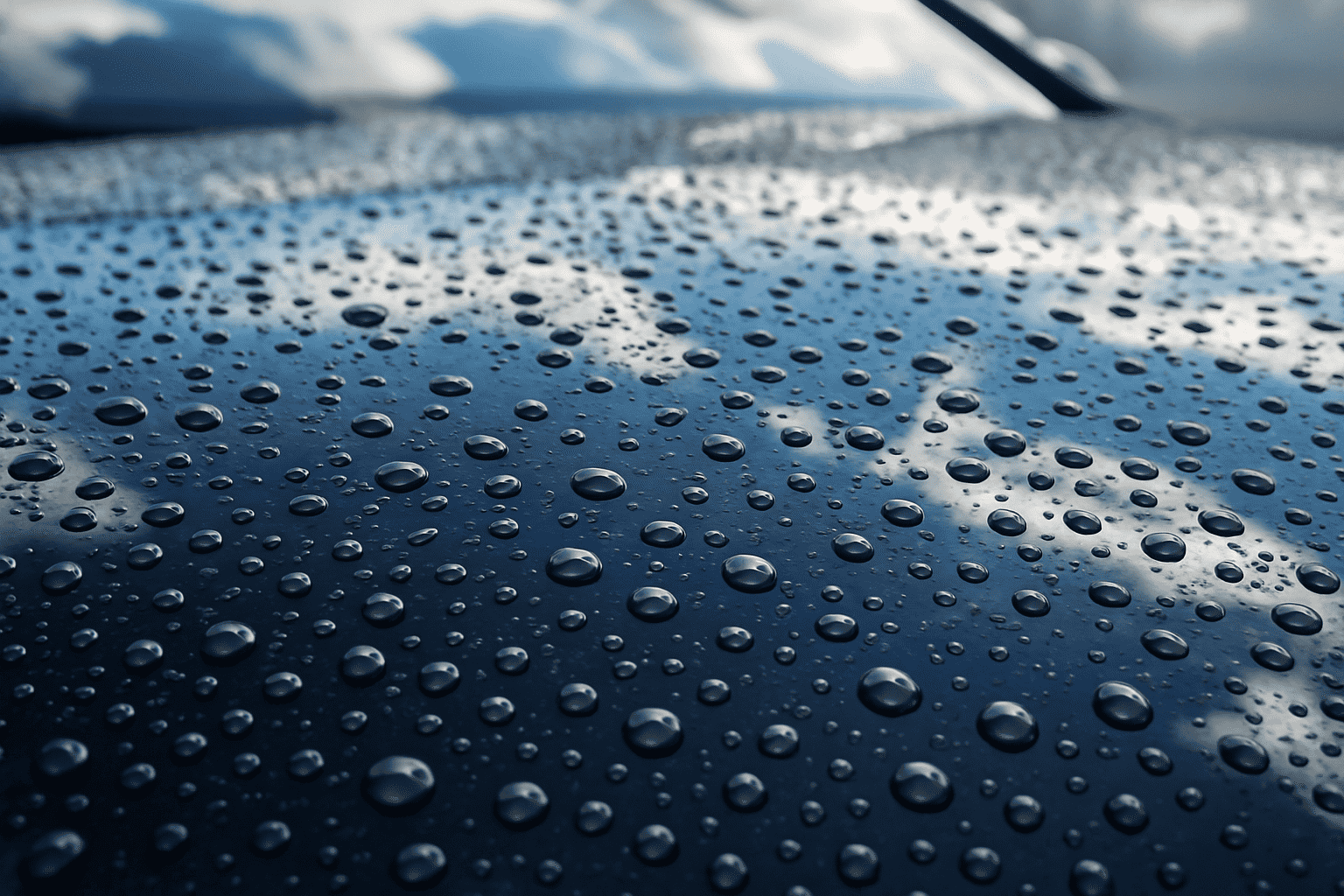 Vatten pärlar sig på lacken